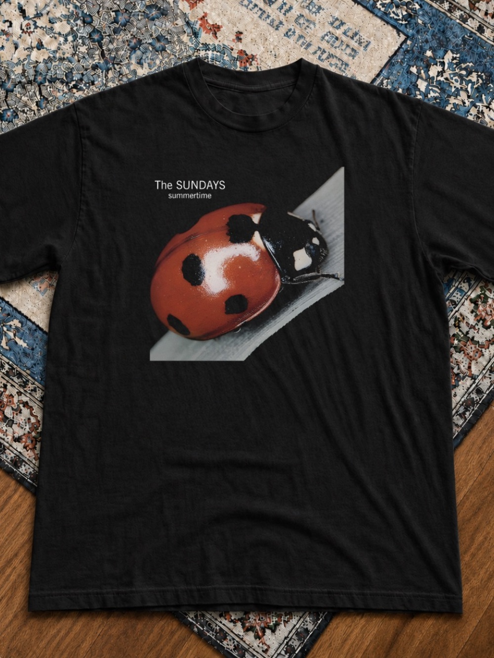 sundays 'Summertime' Graphic Tee - Black | Ladybug Shirt | Unisex T Shirt